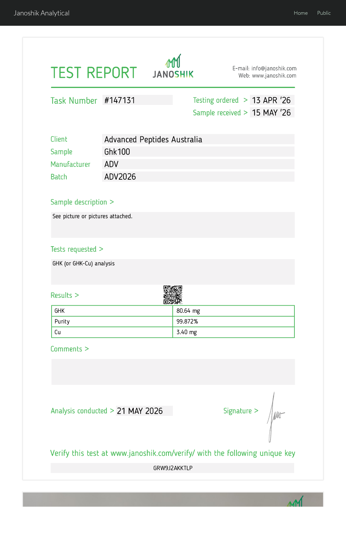 ghk-cu coa Advanced Peptides Australia